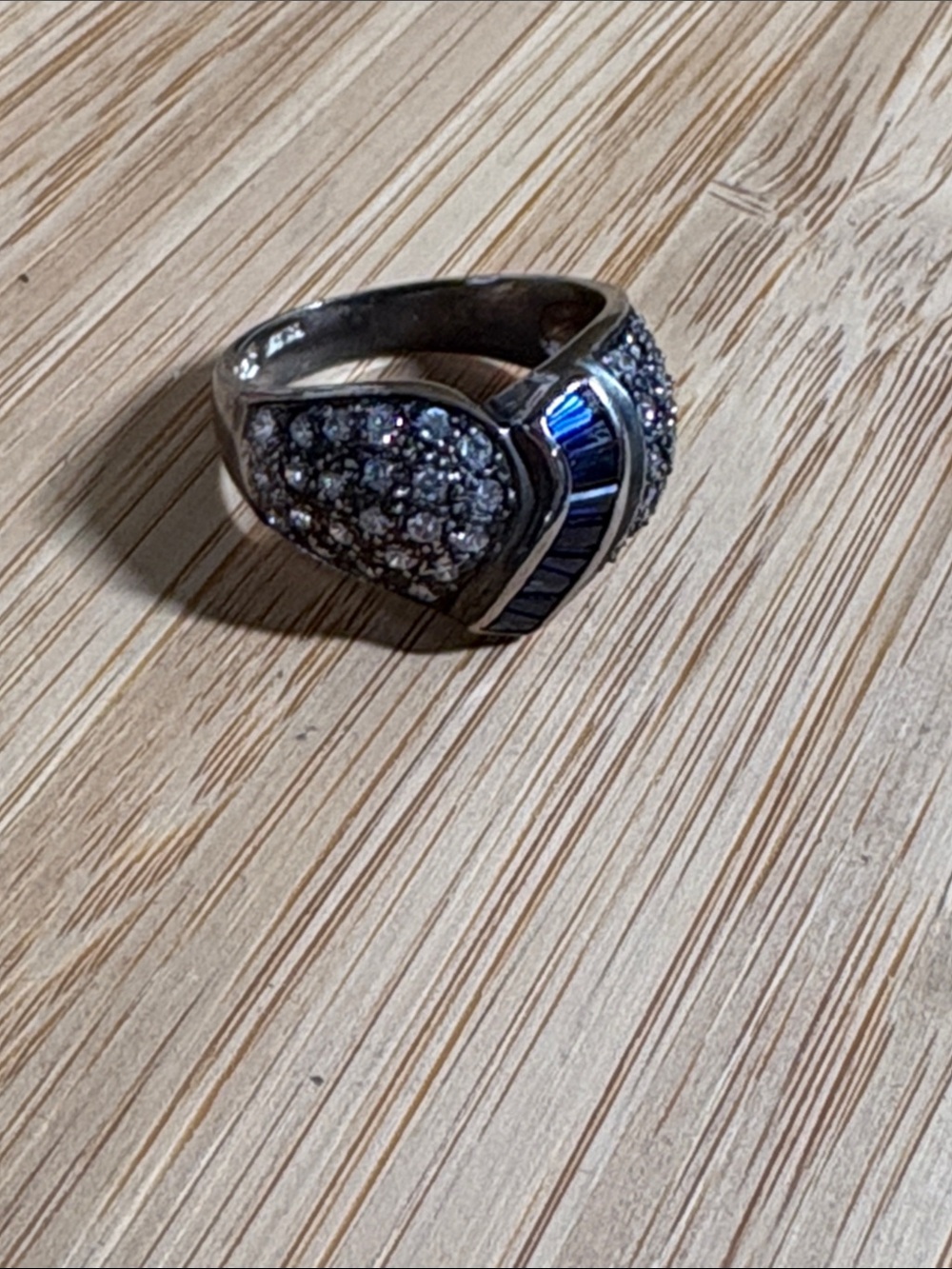 925 CZ Blue Sapphire Sterling Silver Anniversary Band, September Birthstone sz10
